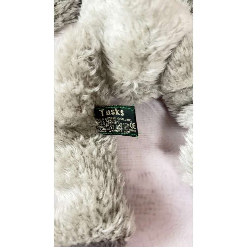 VTG Vintage Russ Berrie TUSKS Plush Grey Elephant 14
